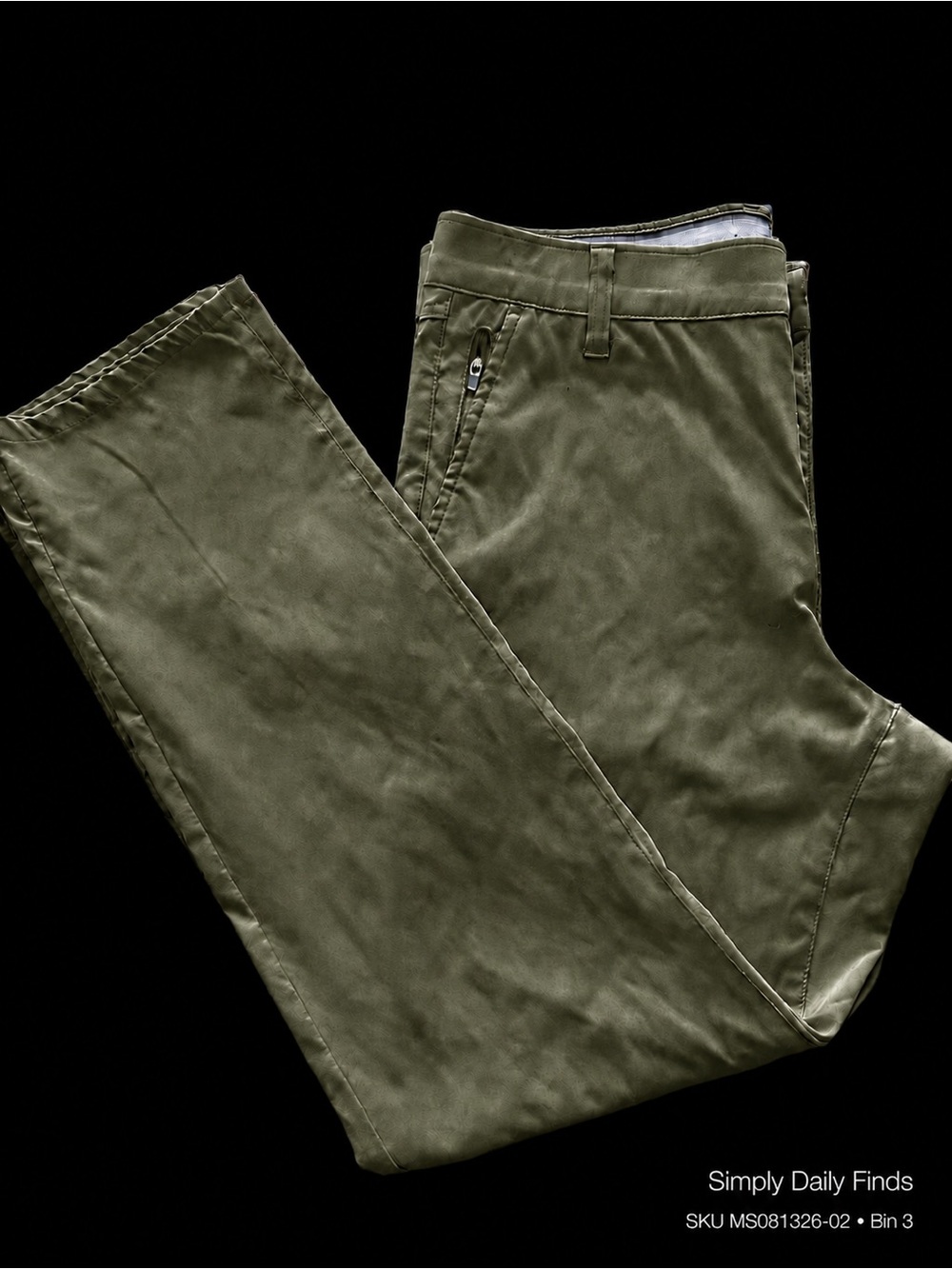 Weatherproof Vintage Men’s Olive Stretch Travel Pants 32x30 Zip Pocket